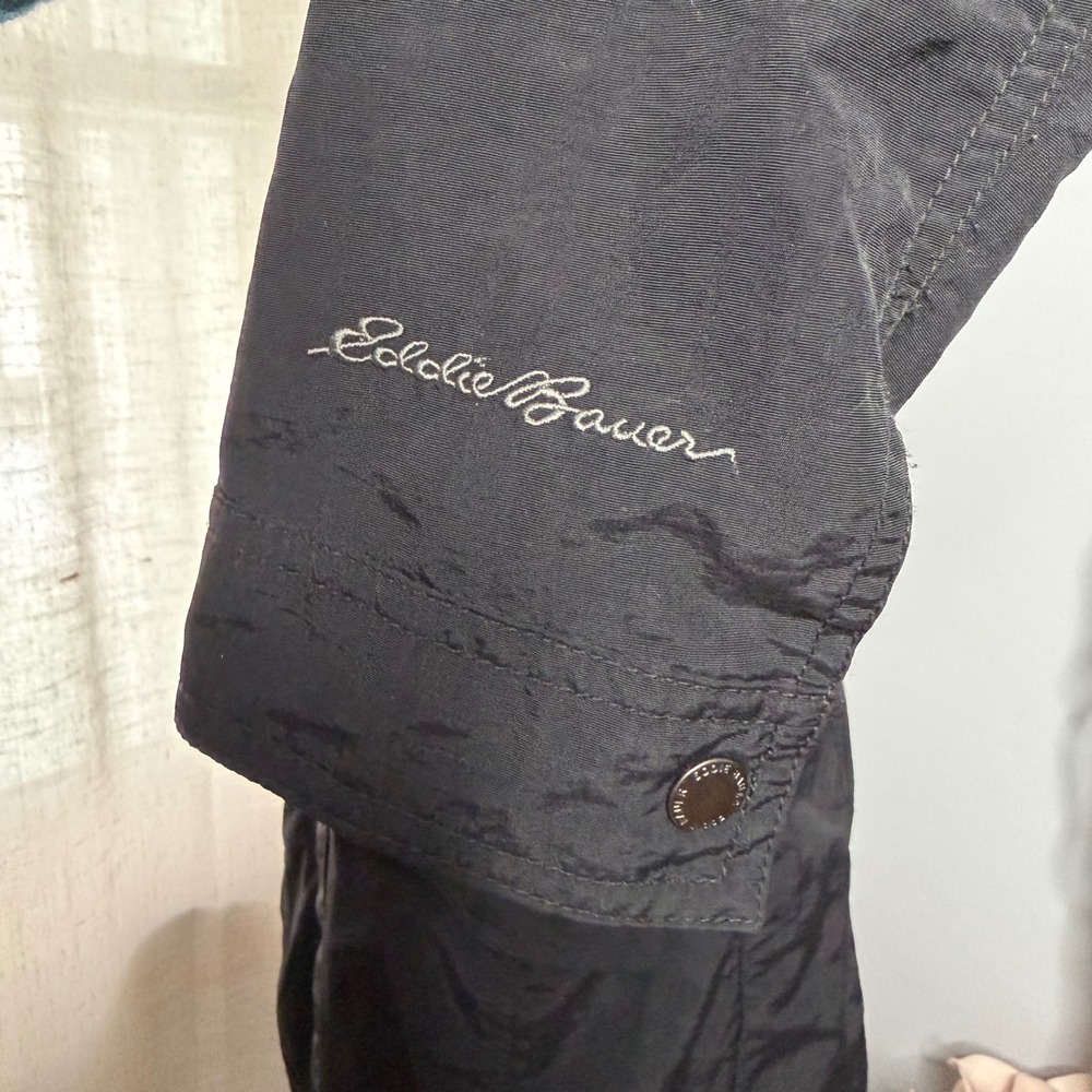 Eddie Bauer Adventurer Hiking‎ Hooded Parka Jacket Black Lightweight Medium - Picture 6 of 12